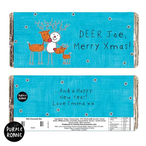 Personalised Purple Ronnie Reindeers Rule 100g Milk Chocolate Bar £6.99